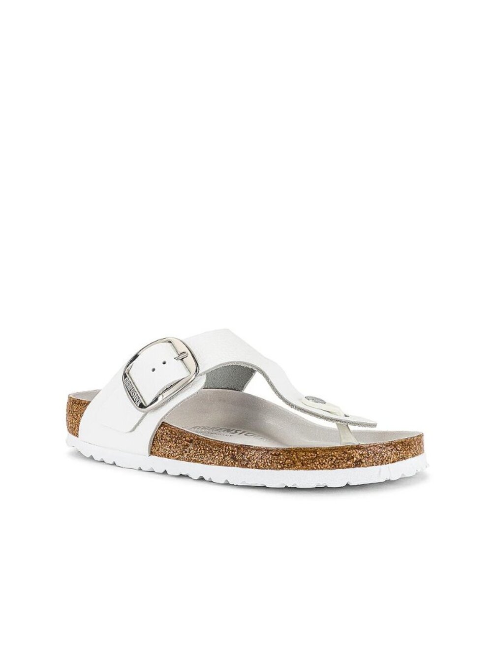 Birkenstock $165 Gizeh Big Buckle - White Pebbled Leather Euro Sz 39R NIB!
